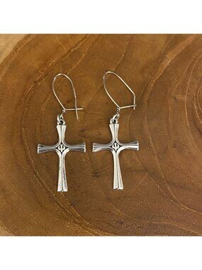 RETIRED James Avery Serenity Cross Dangle Earrings, Sterling Silver